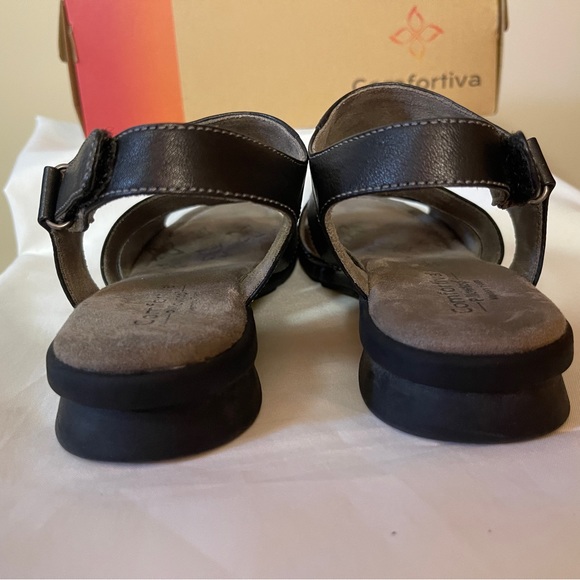 Comfortiva PARMA Leather Sandals Black size 10 Memory Foam Pillowtop Pre-owned - Picture 4 of 9